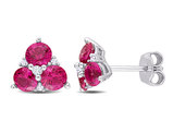 1.87 Carat (ctw) Lab-Created Ruby and White Sapphire Earrings in Sterling Silver